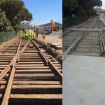 Antes y después hormigonado vías de servicio en Estación de RENFE de Mataró