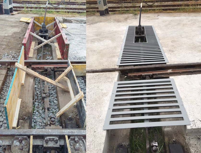 Antes y después de la protección de aparatos de vía