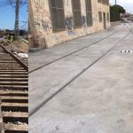 Antes y después hormigonado vías de servicio en Estación de RENFE de Mataró