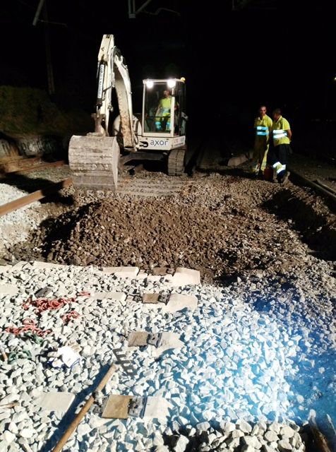 Aporte de balasto nuevo y retirada del contaminado