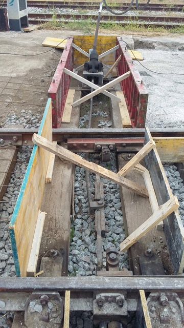 Encofrado del espacio necesario para los aparatos de via