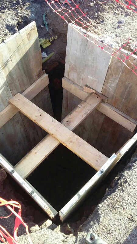 Tablestacado de pozos de cimentación